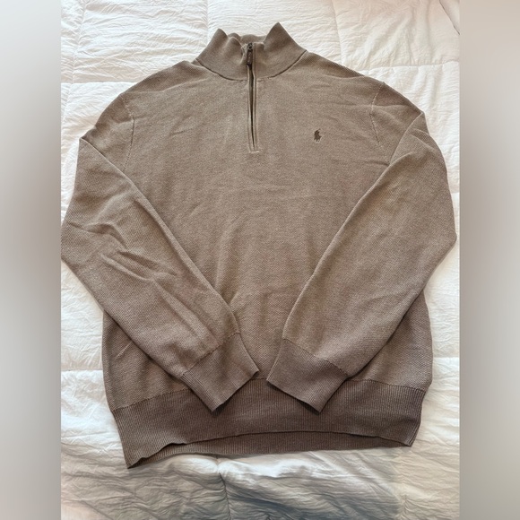 Polo Ralph Lauren Other - Polo Ralph Lauren Sweater Mens Small Brown Quarter Zip Waffle Knit Pullover